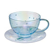 Starbucks Blue Glass Cup Cherry Blossom 2022 Ceramic Saucer 237ml